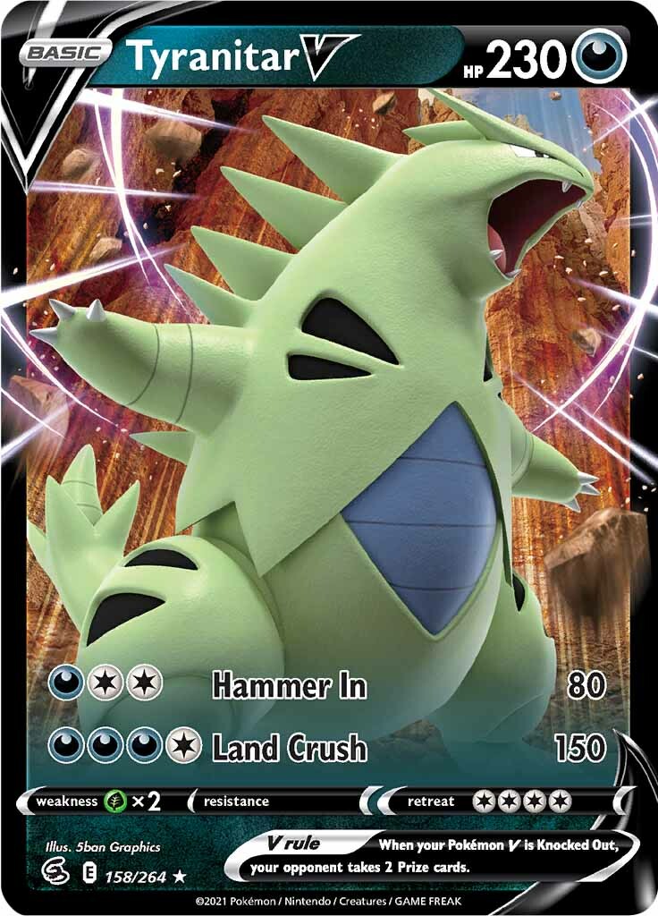 Tyranitar V (158/264) [Sword & Shield: Fusion Strike] | Cracking-Singles