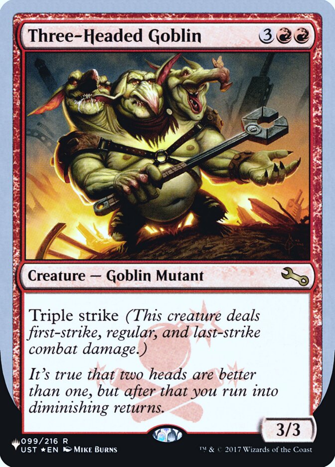 Three-Headed Goblin (Unfinity Foil Edition) [The List] | Cracking-Singles