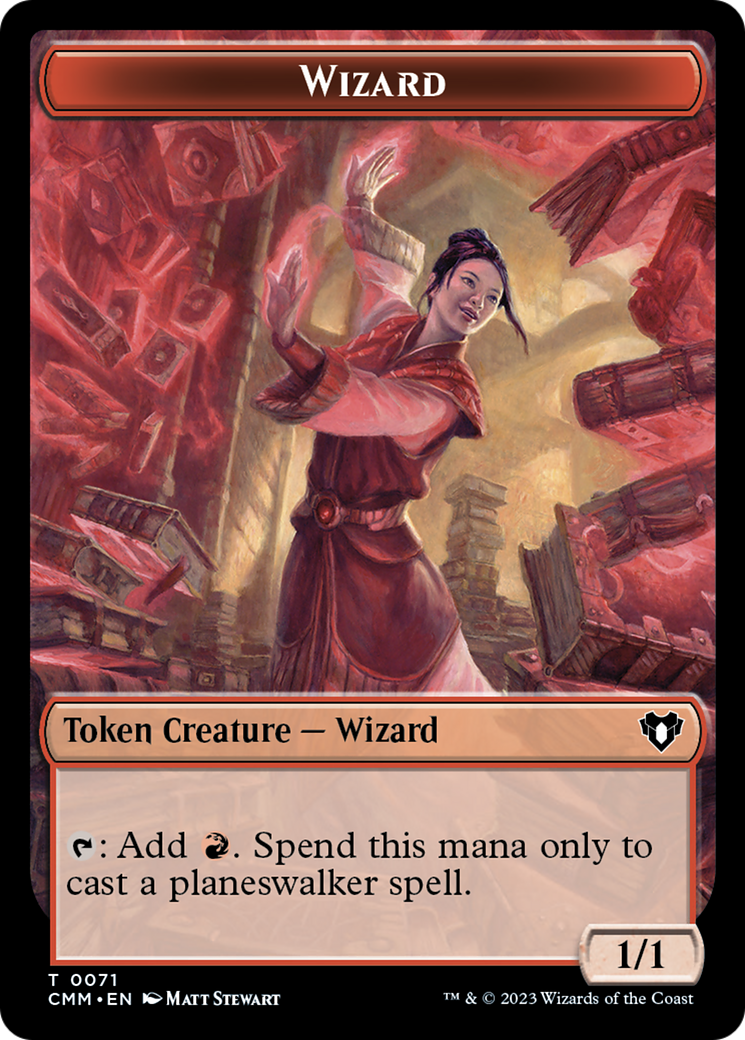 Chandra, Torch of Defiance Emblem // Wizard Double-Sided Token [Commander Masters Tokens] | Cracking-Singles