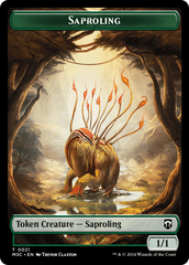 Tarmogoyf (Ripple Foil) // Saproling Double-Sided Token [Modern Horizons 3 Commander Tokens] | Cracking-Singles