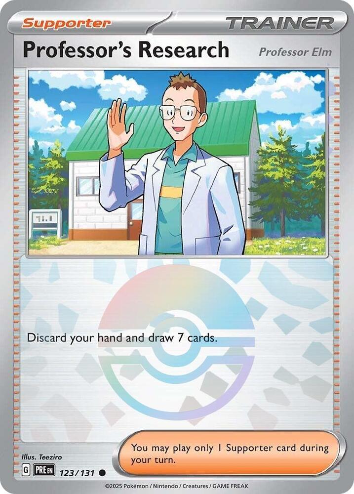 Professor's Research (123/131) [Professor Elm] (Poke Ball Pattern) [Scarlet & Violet: Prismatic Evolutions] | Cracking-Singles