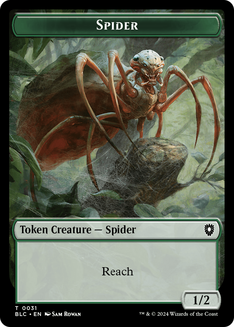 Spider // Blood Double-Sided Token [Bloomburrow Commander Tokens] | Cracking-Singles