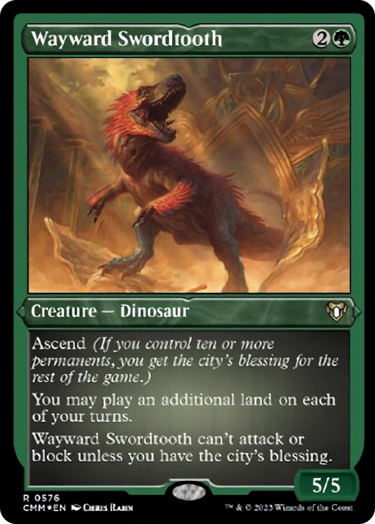 Wayward Swordtooth (Foil Etched) [Commander Masters] | Cracking-Singles