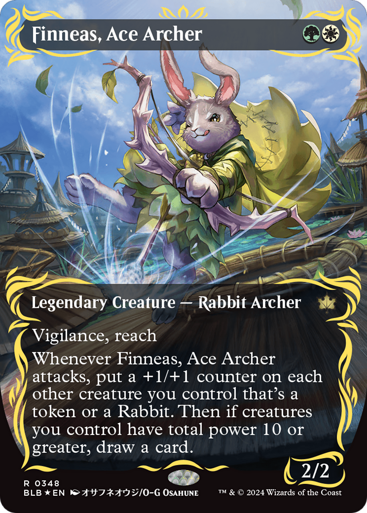 Finneas, Ace Archer (Borderless) (Raised Foil) [Bloomburrow] | Cracking-Singles