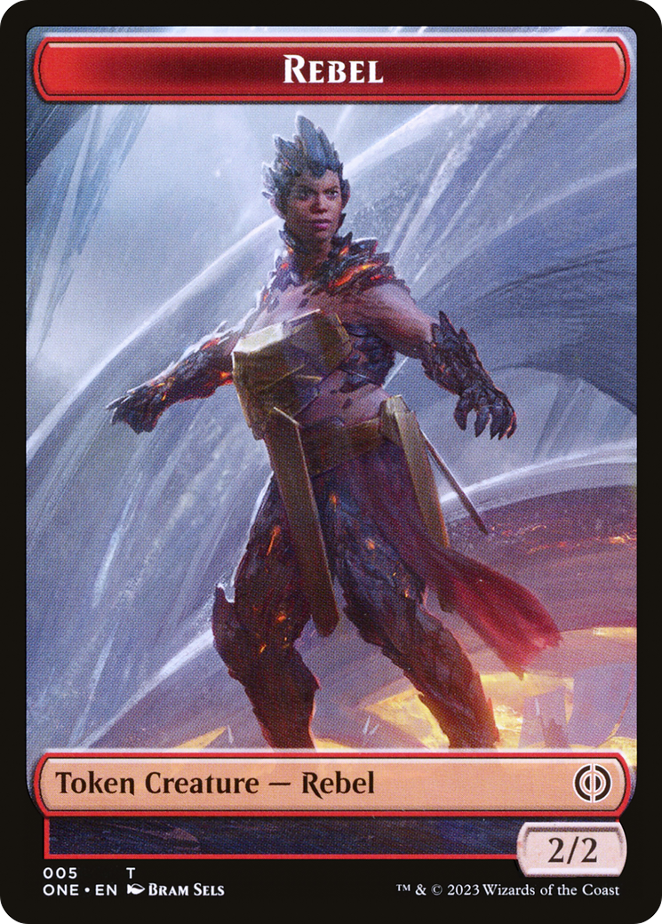 Rebel // The Hollow Sentinel Double-Sided Token [Phyrexia: All Will Be One Tokens] | Cracking-Singles