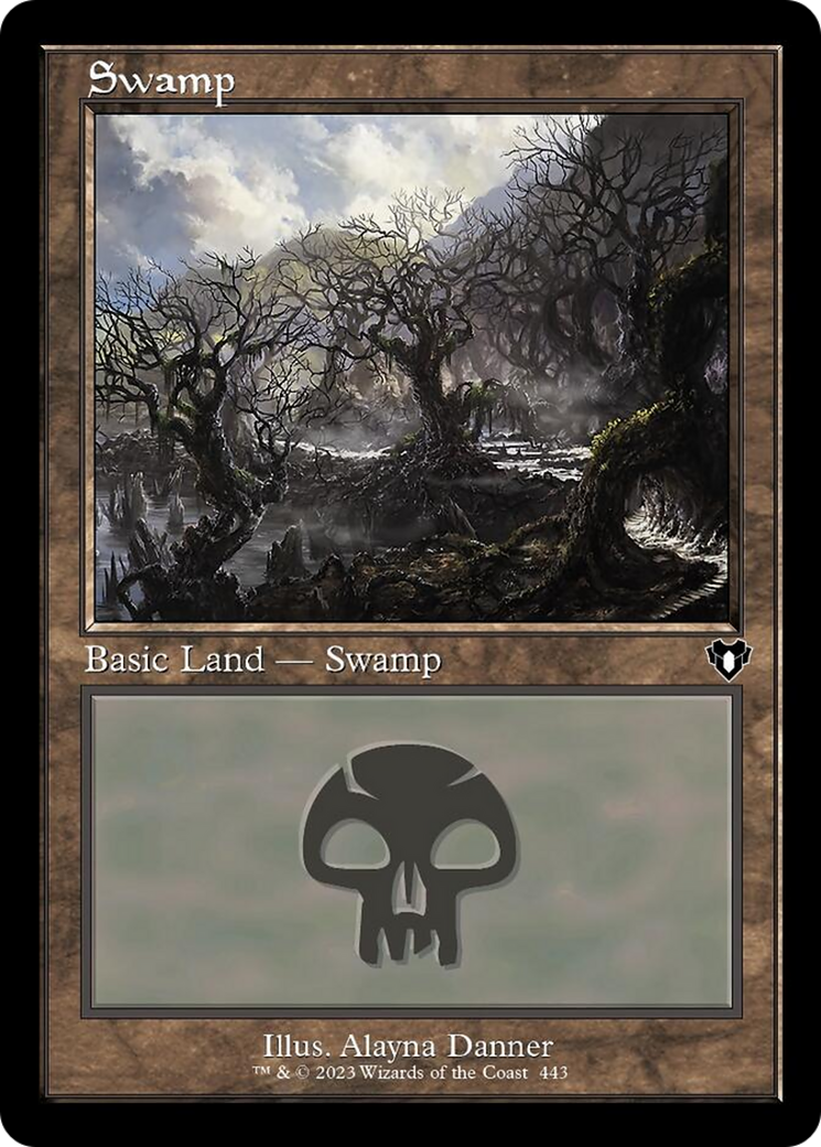 Swamp (443) (Retro) [Commander Masters] | Cracking-Singles