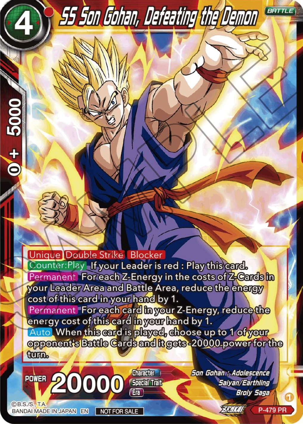 SS Son Gohan, Defeating the Demon (Zenkai Series Tournament Pack Vol.3) (P-479) [Tournament Promotion Cards] | Cracking-Singles