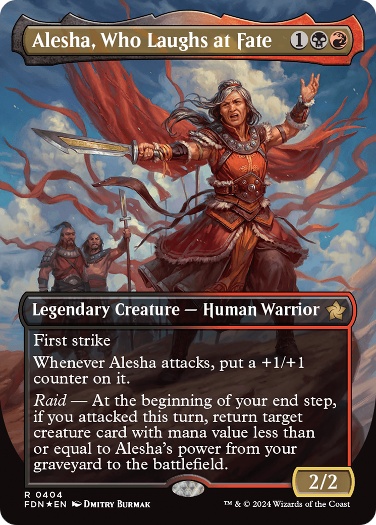 Alesha, Who Laughs at Fate (Borderless) (Mana Foil) [Foundations] | Cracking-Singles