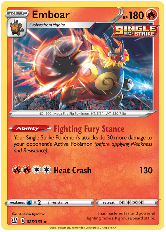 Emboar (025/163) [Sword & Shield: Battle Styles] | Cracking-Singles