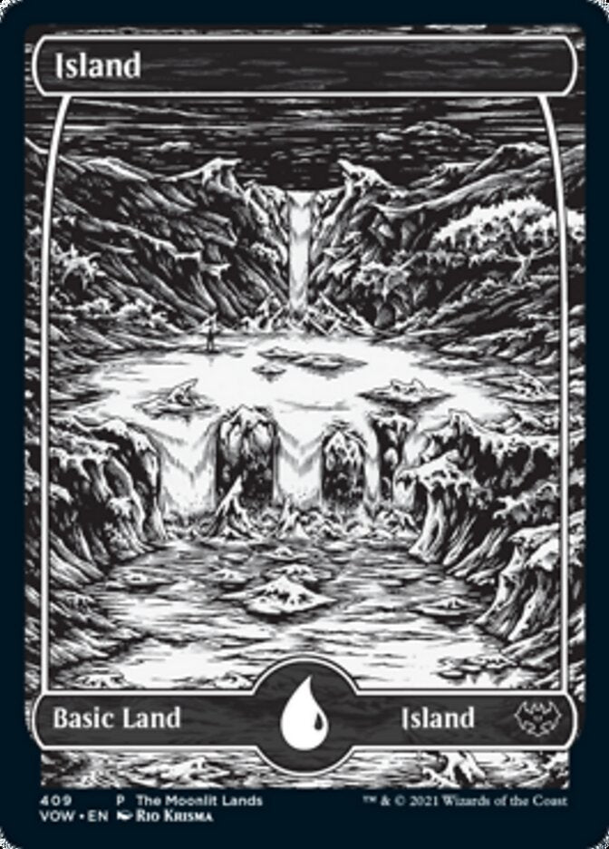 Island (The Moonlit Lands) (Foil Etched) [Innistrad: Crimson Vow Promos] | Cracking-Singles