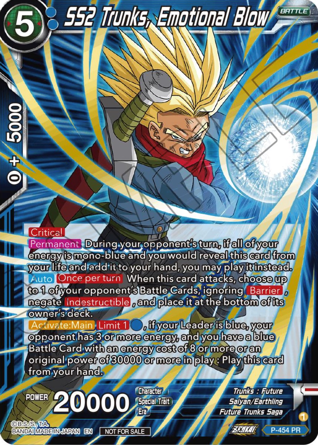 SS2 Trunks, Emotional Blow (Championship Selection Pack 2023 Vol.1) (Holo) (P-454) [Tournament Promotion Cards] | Cracking-Singles