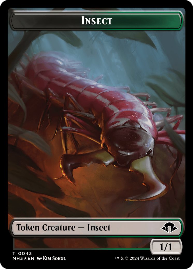 Insect (0043) (Ripple Foil) // Zombie Double-Sided Token [Modern Horizons 3 Tokens] | Cracking-Singles