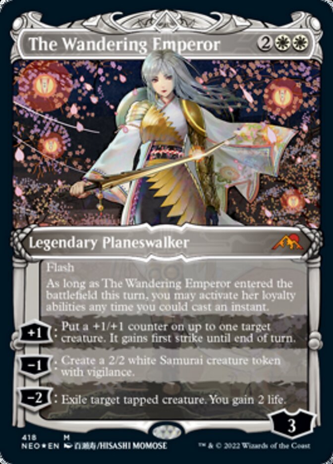 The Wandering Emperor (Showcase) (Foil Etched) [Kamigawa: Neon Dynasty] | Cracking-Singles