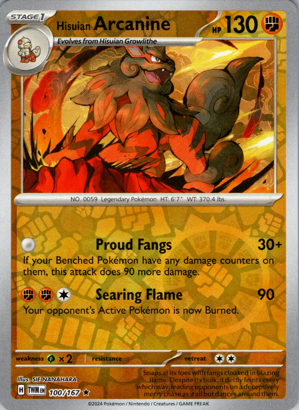 Hisuian Arcanine (100/167) [Scarlet & Violet: Twilight Masquerade] | Cracking-Singles