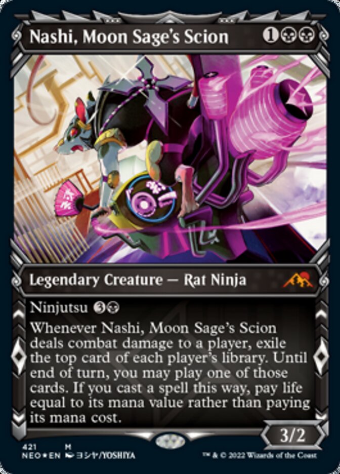 Nashi, Moon Sage's Scion (Showcase) (Foil Etched) [Kamigawa: Neon Dynasty] | Cracking-Singles