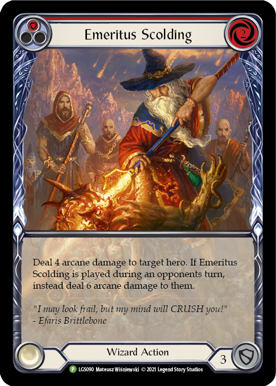 Emeritus Scolding (Red Extended Art) [LGS090] (Promo)  Rainbow Foil | Cracking-Singles