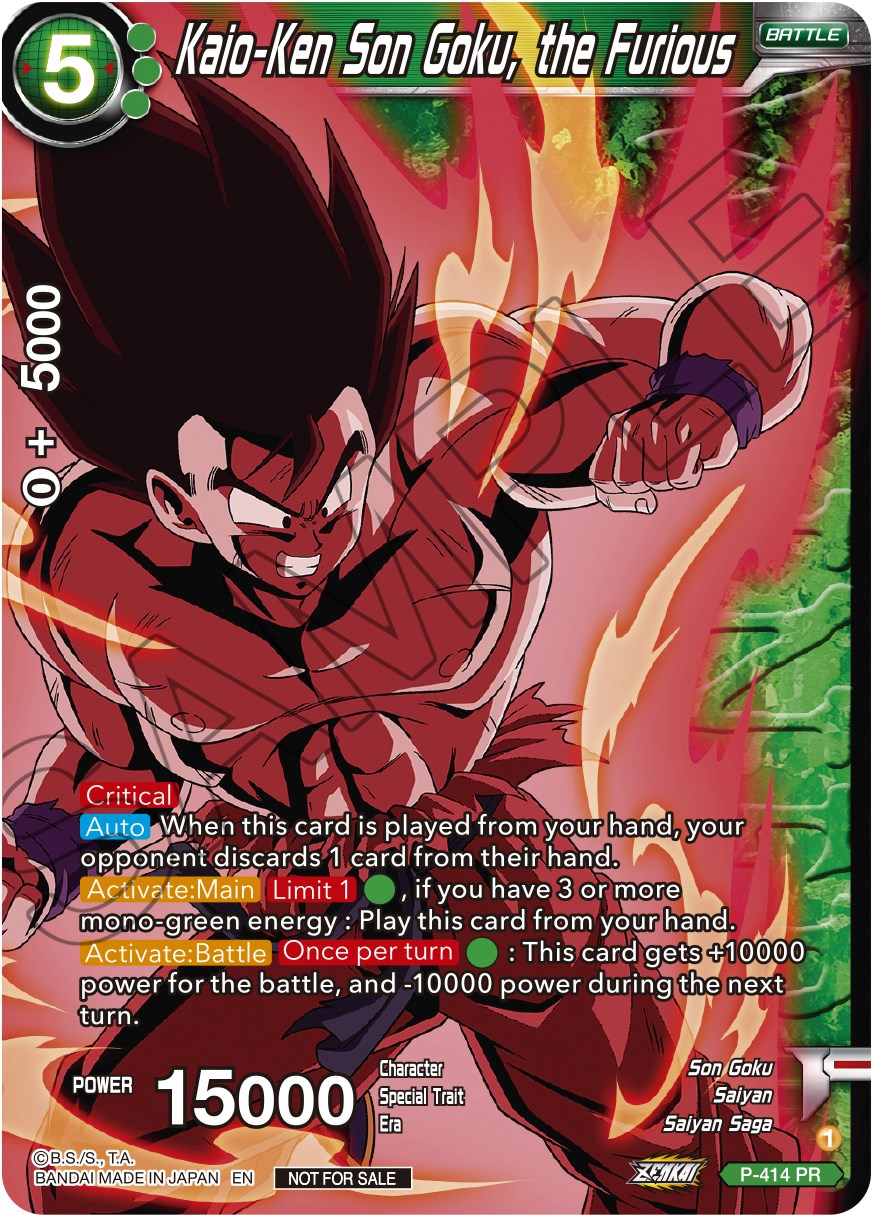 Kaio-Ken Son Goku, the Furious (Zenkai Series Tournament Pack Vol.1 Winner) (P-414) [Tournament Promotion Cards] | Cracking-Singles