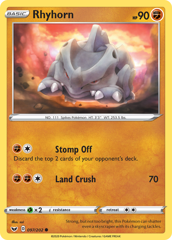 Rhyhorn (097/202) [Sword & Shield: Base Set] | Cracking-Singles