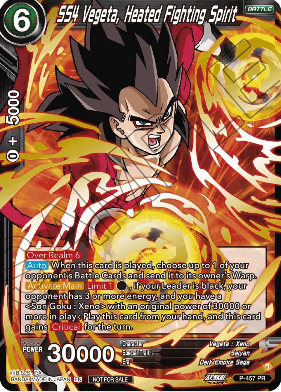 SS4 Vegeta, Heated Fighting Spirit (Championship Selection Pack 2023 Vol.1) (Holo) (P-457) [Tournament Promotion Cards] | Cracking-Singles