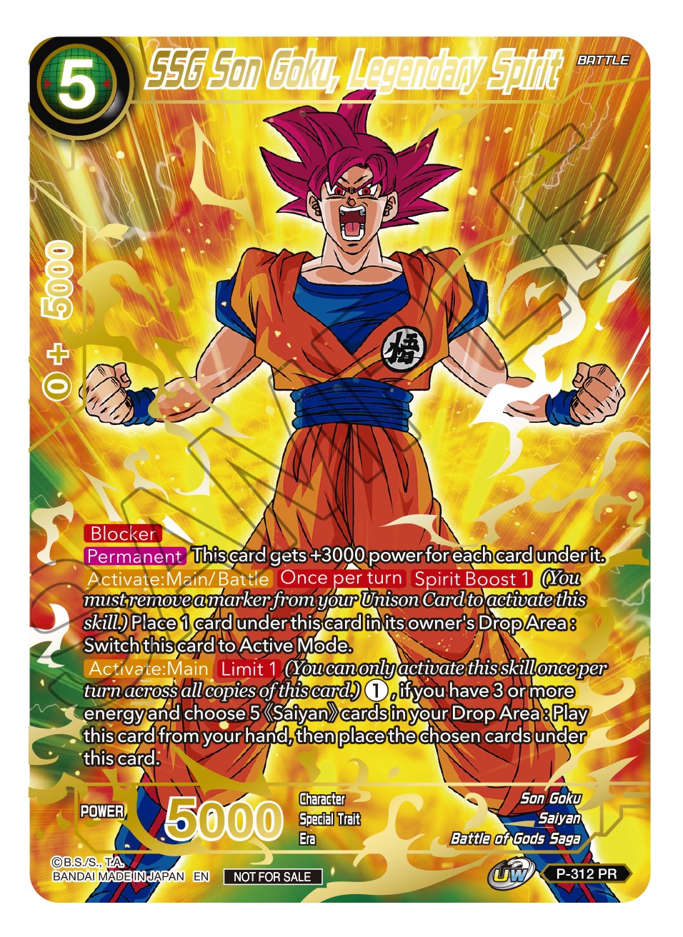 SSG Son Goku, Legendary Spirit (Gold Stamped) (P-312) [Promotion Cards] | Cracking-Singles