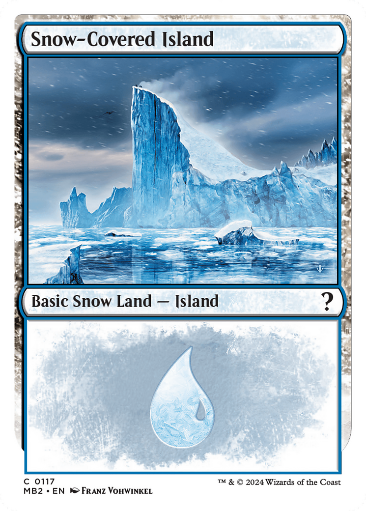 Snow-Covered Island (White Border) [Mystery Booster 2] | Cracking-Singles