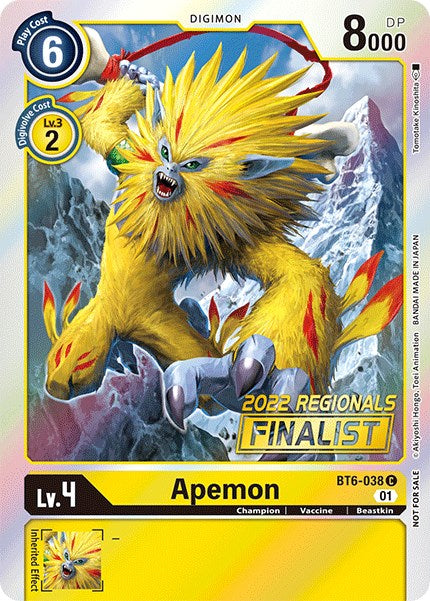 Apemon [BT6-038] (2022 Championship Online Regional) (Online Finalist) [Double Diamond Promos] | Cracking-Singles