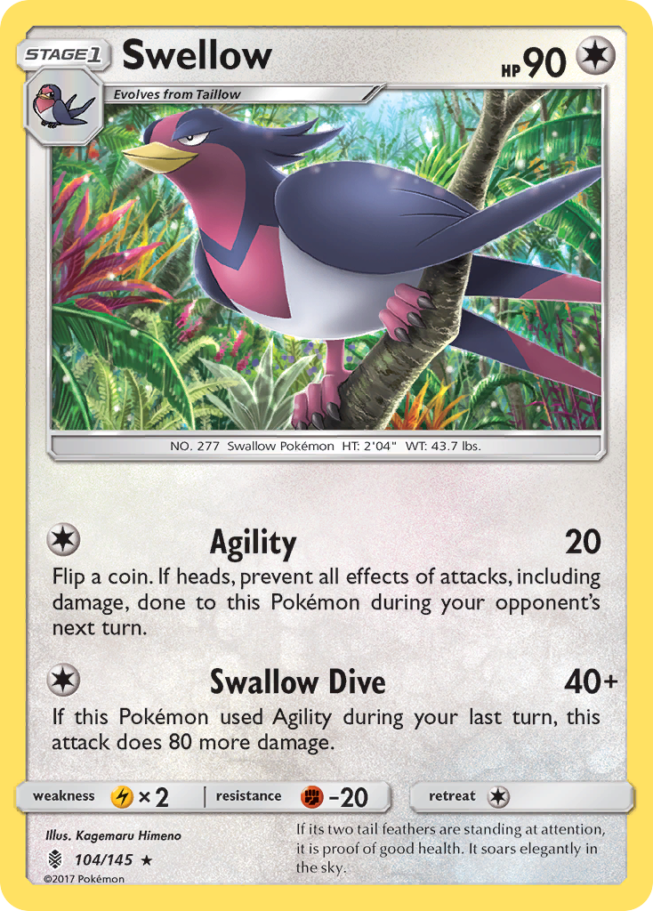 Swellow (104/145) [Sun & Moon: Guardians Rising] | Cracking-Singles