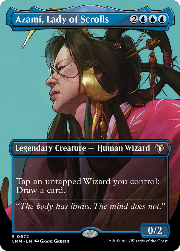 Azami, Lady of Scrolls (Borderless Profile) [Commander Masters] | Cracking-Singles