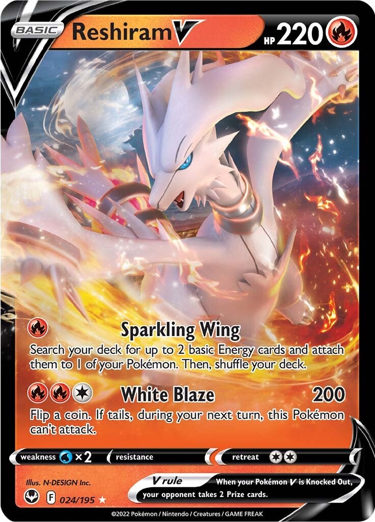 Reshiram V (024/195) [Sword & Shield: Silver Tempest] | Cracking-Singles