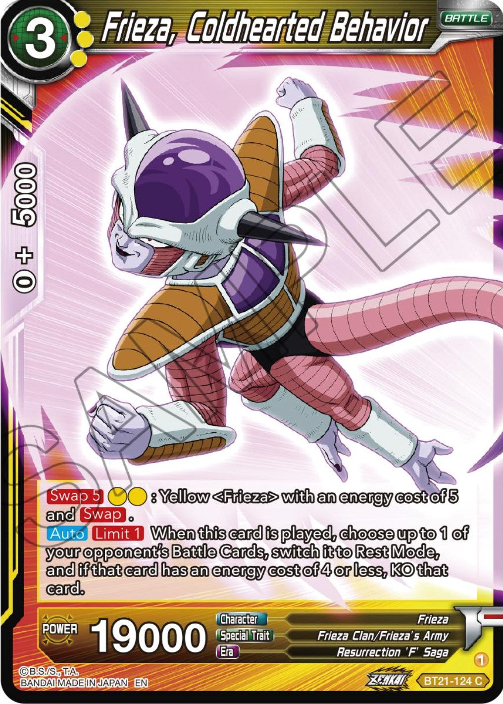 Frieza, Coldhearted Behavior (BT21-124) [Wild Resurgence] | Cracking-Singles