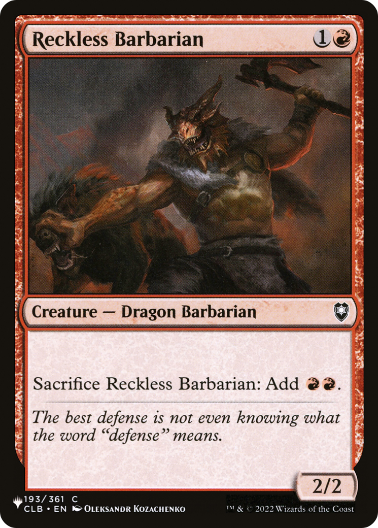 Reckless Barbarian [The List] | Cracking-Singles