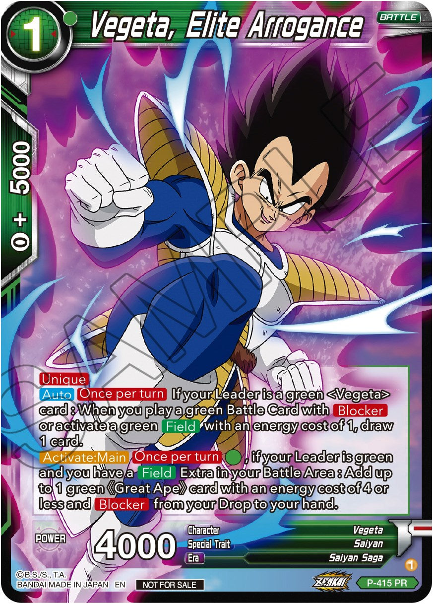 Vegeta, Elite Arrogance (Zenkai Series Tournament Pack Vol.1) (P-415) [Tournament Promotion Cards] | Cracking-Singles