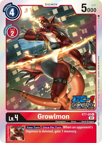 Growlmon [ST7-05] (DC-1 2022 Stamped) [Starter Deck: Gallantmon Promos] | Cracking-Singles