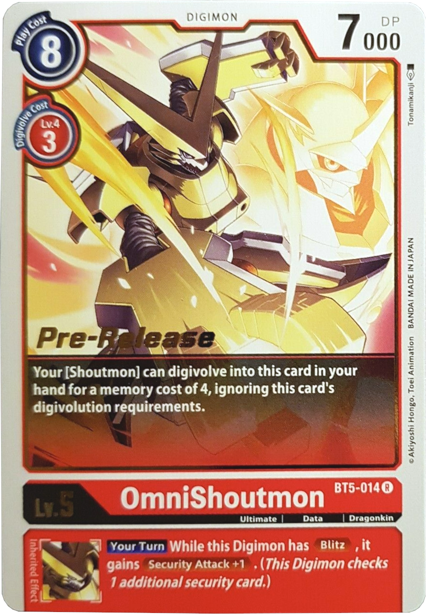 OmniShoutmon [BT5-014] [Battle of Omni Pre-Release Promos] | Cracking-Singles