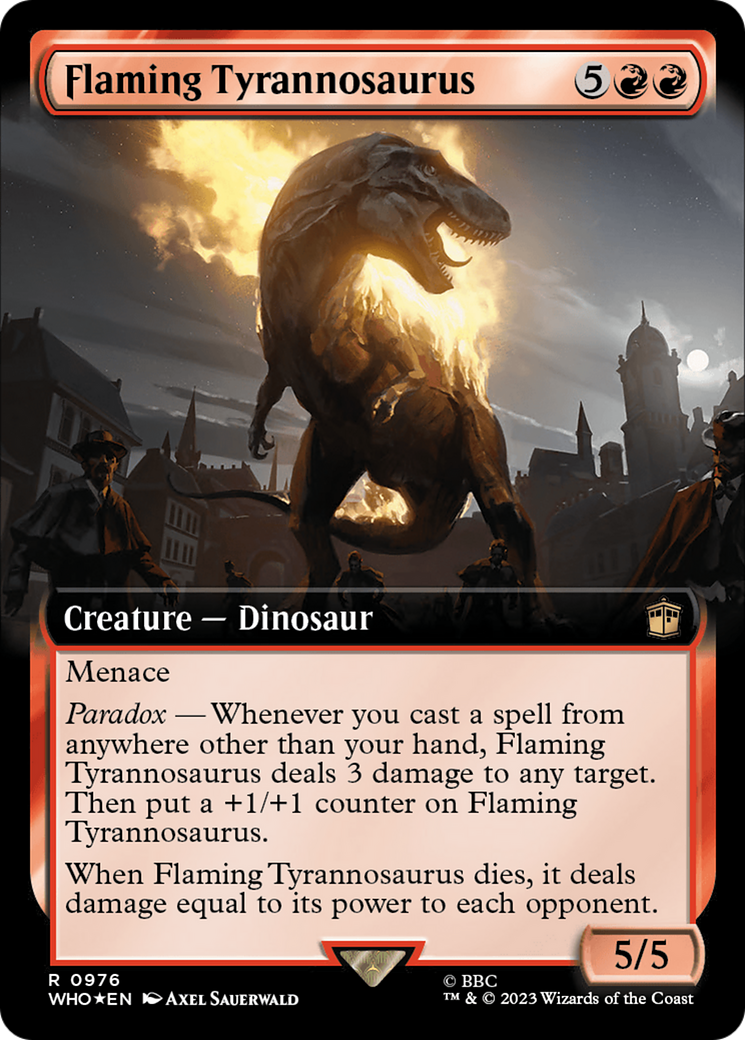 Flaming Tyrannosaurus (Extended Art) (Surge Foil) [Doctor Who] | Cracking-Singles