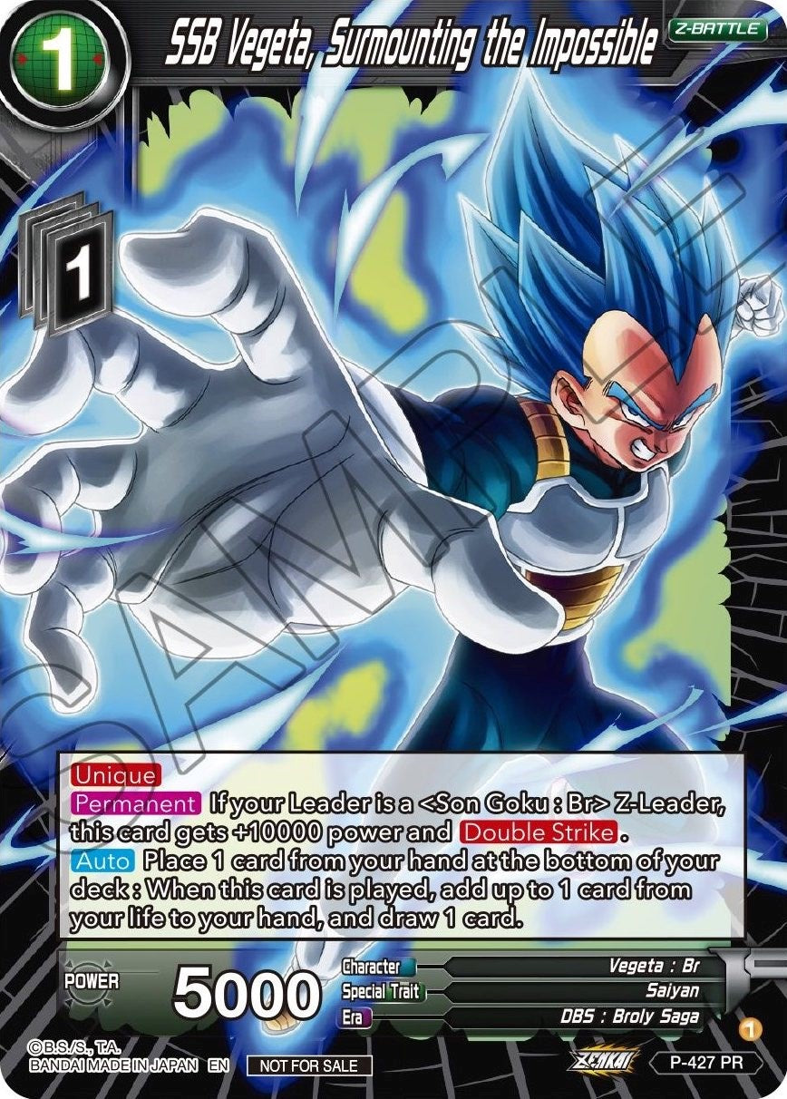 SSB Vegeta, Surmounting the Impossible (P-427) [Promotion Cards] | Cracking-Singles