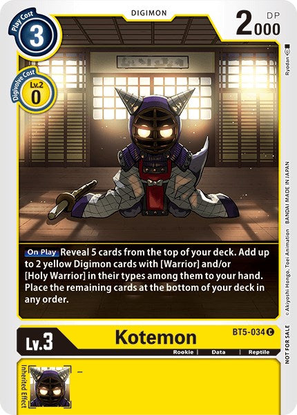 Kotemon [BT5-034] (Tamer Party Vol. 5) [Battle of Omni Promos] | Cracking-Singles