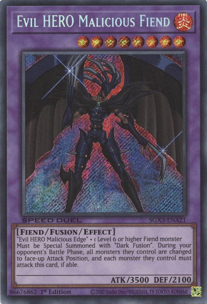 Evil HERO Malicious Fiend [SGX3-ENA21] Secret Rare | Cracking-Singles