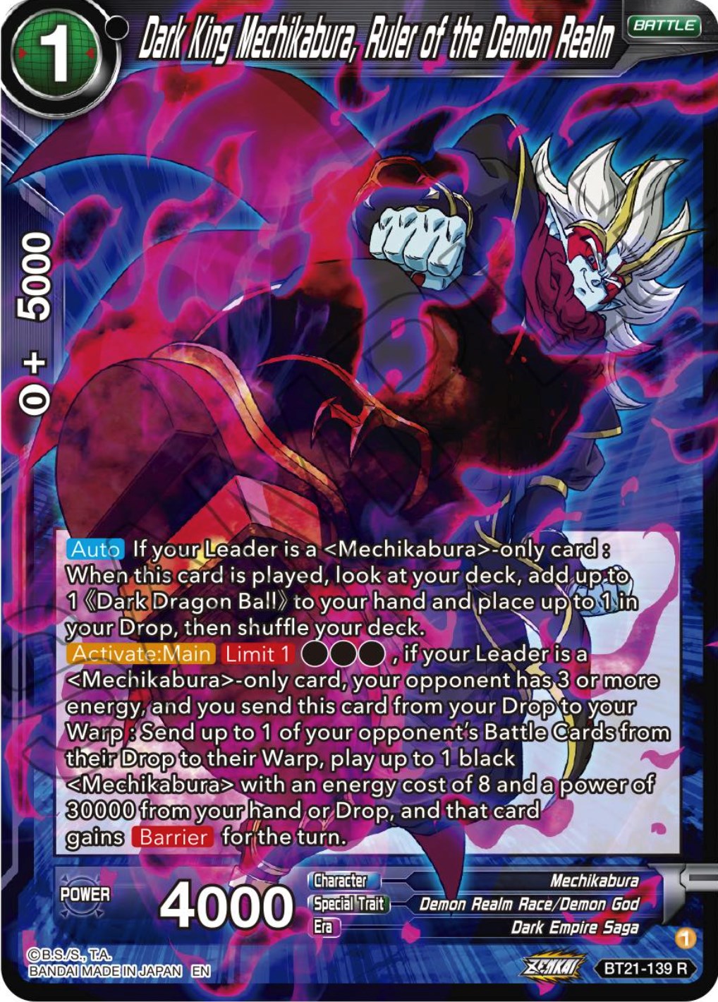 Dark King Mechikabura, Ruler of the Demon Realm (BT21-139) [Wild Resurgence] | Cracking-Singles