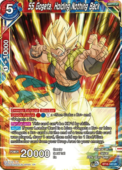 SS Gogeta, Holding Nothing Back (BT16-142) [Realm of the Gods] | Cracking-Singles