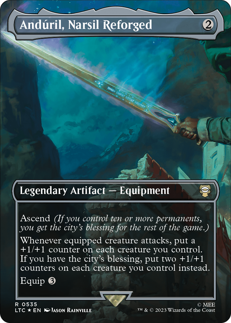 Anduril, Narsil Reforged (Borderless) (Surge Foil) [The Lord of the Rings: Tales of Middle-Earth Commander] | Cracking-Singles