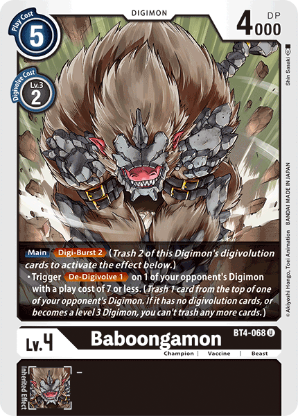 Baboongamon [BT4-068] [Great Legend] | Cracking-Singles