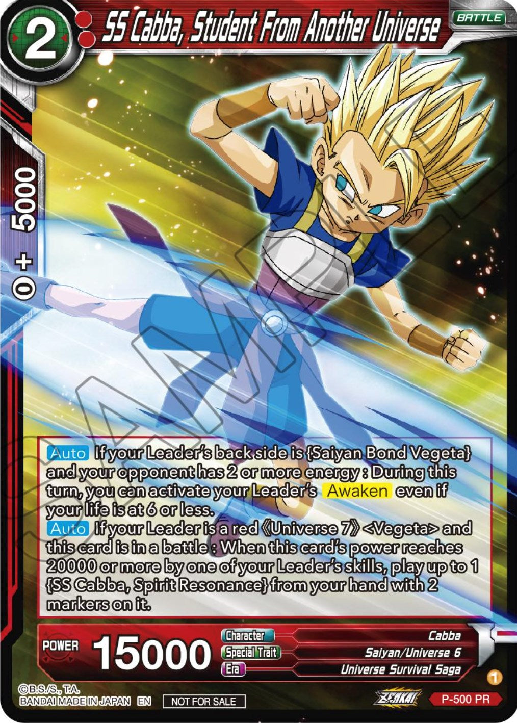 SS Cabba, Student From Another Universe (Zenkai Series Tournament Pack Vol.4) (P-500) [Tournament Promotion Cards] | Cracking-Singles