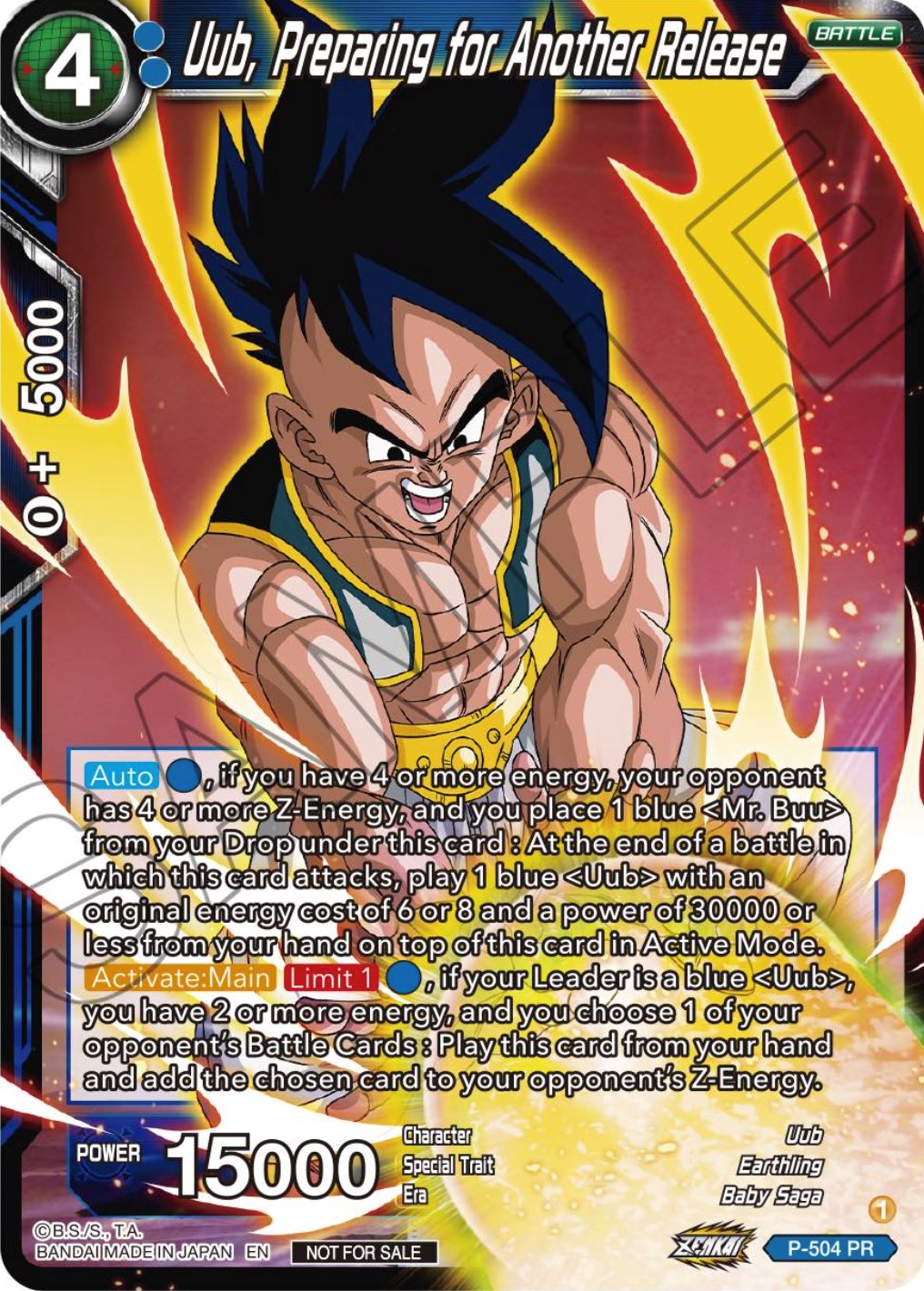 Uub, Preparing for Another Release (Zenkai Series Tournament Pack Vol.4) (P-504) [Tournament Promotion Cards] | Cracking-Singles