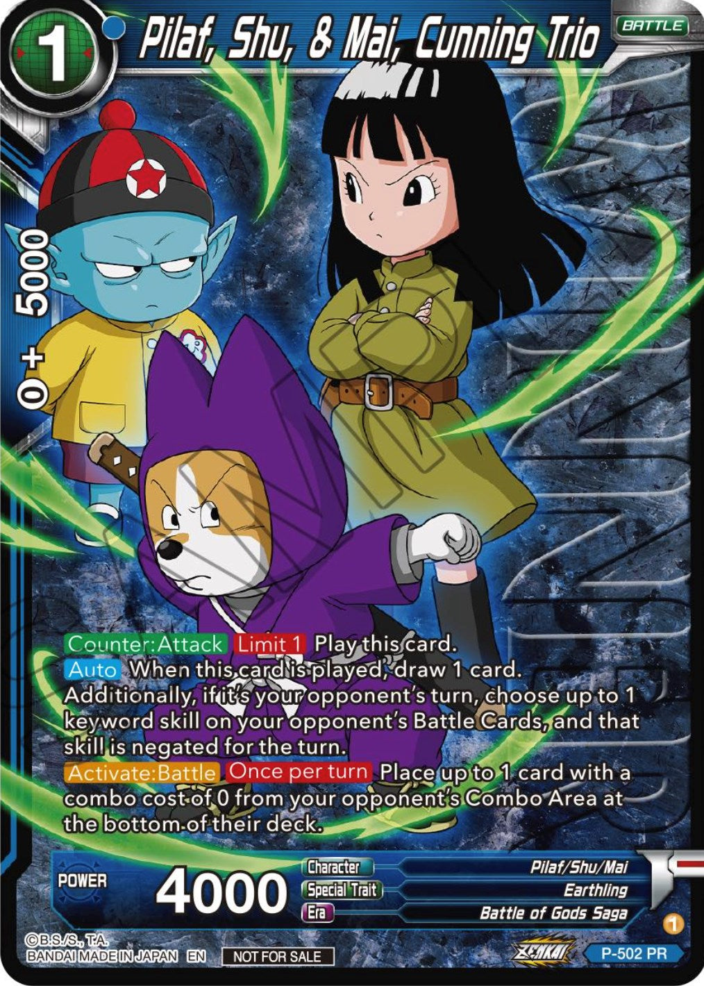 Pilaf, Shu, & Mai, Cunning Trio (Zenkai Series Tournament Pack Vol.4 Winner) (P-502) [Tournament Promotion Cards] | Cracking-Singles