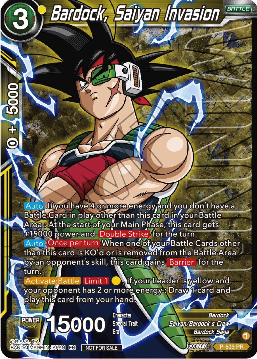 Bardock, Saiyan Invasion (Zenkai Series Tournament Pack Vol.4 Winner) (P-509) [Tournament Promotion Cards] | Cracking-Singles