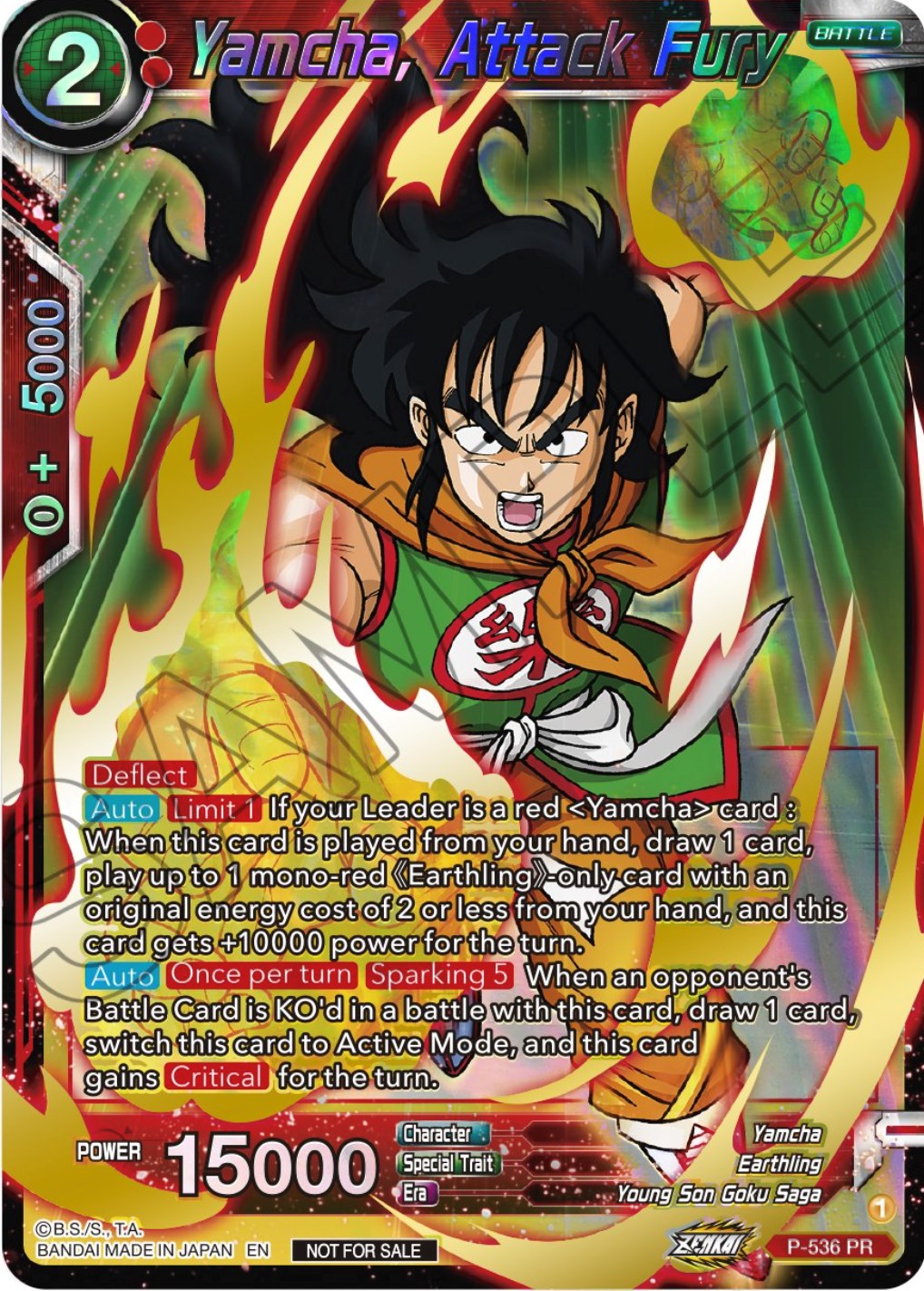 Yamcha, Attack Fury (Championship Selection Pack 2023 Vol.2) (Gold-Stamped Shatterfoil) (P-536) [Tournament Promotion Cards] | Cracking-Singles