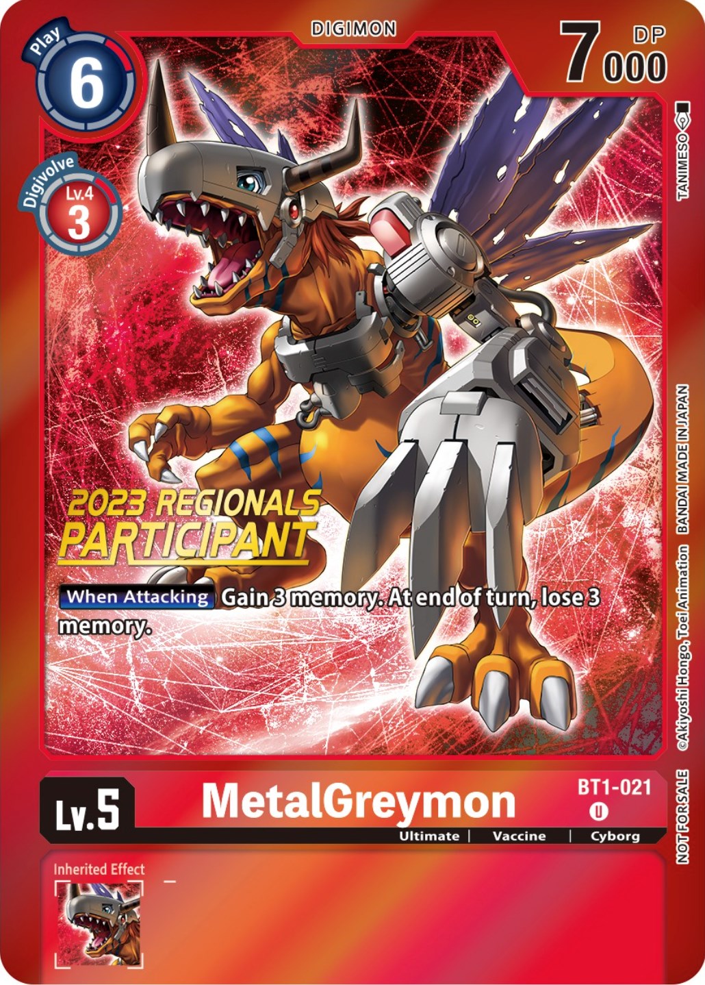 MetalGreymon [BT1-021] (2023 Regionals Participant) [Release Special Booster Promos] | Cracking-Singles