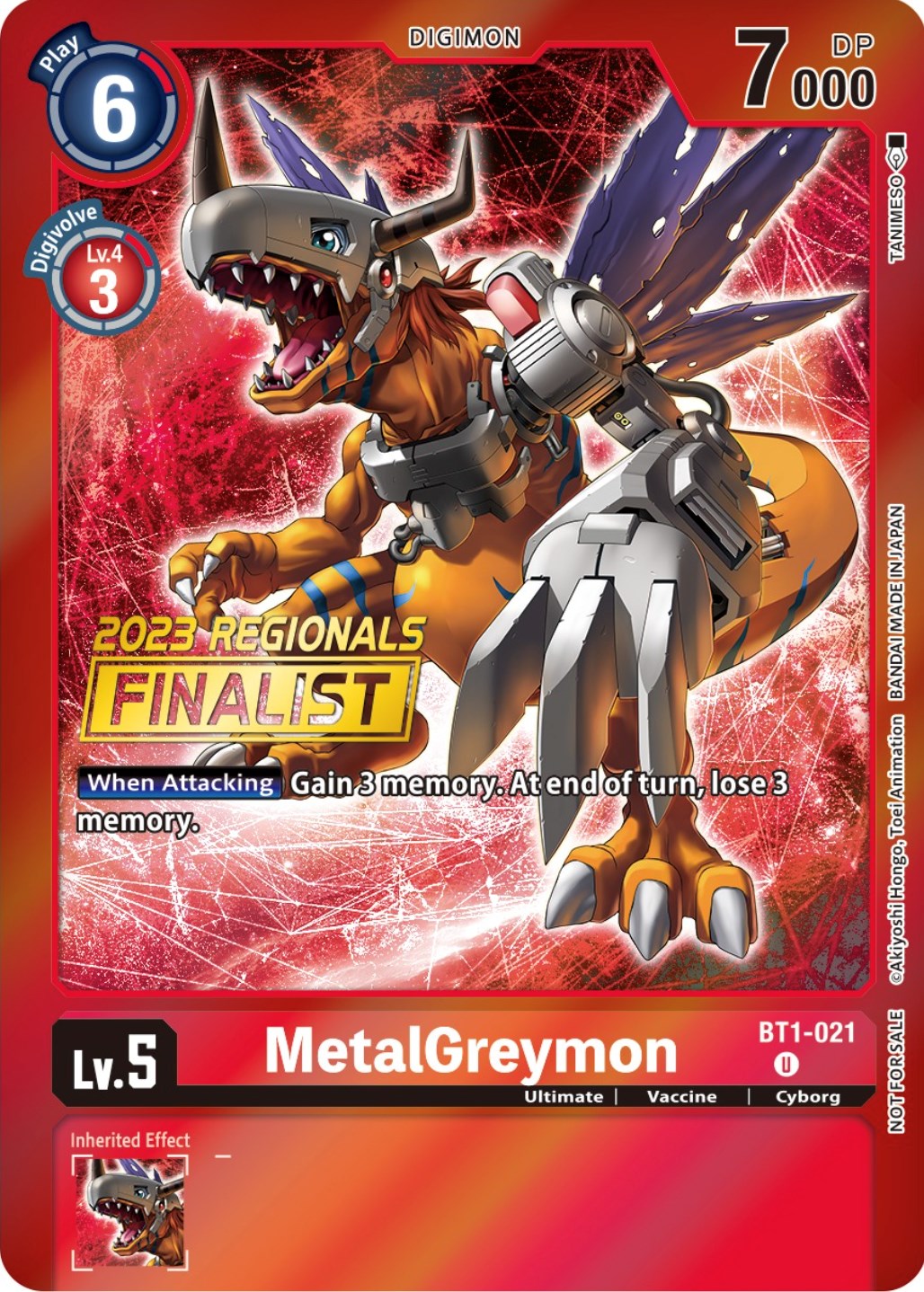 MetalGreymon [BT1-021] (2023 Regionals Finalist) [Release Special Booster Promos] | Cracking-Singles