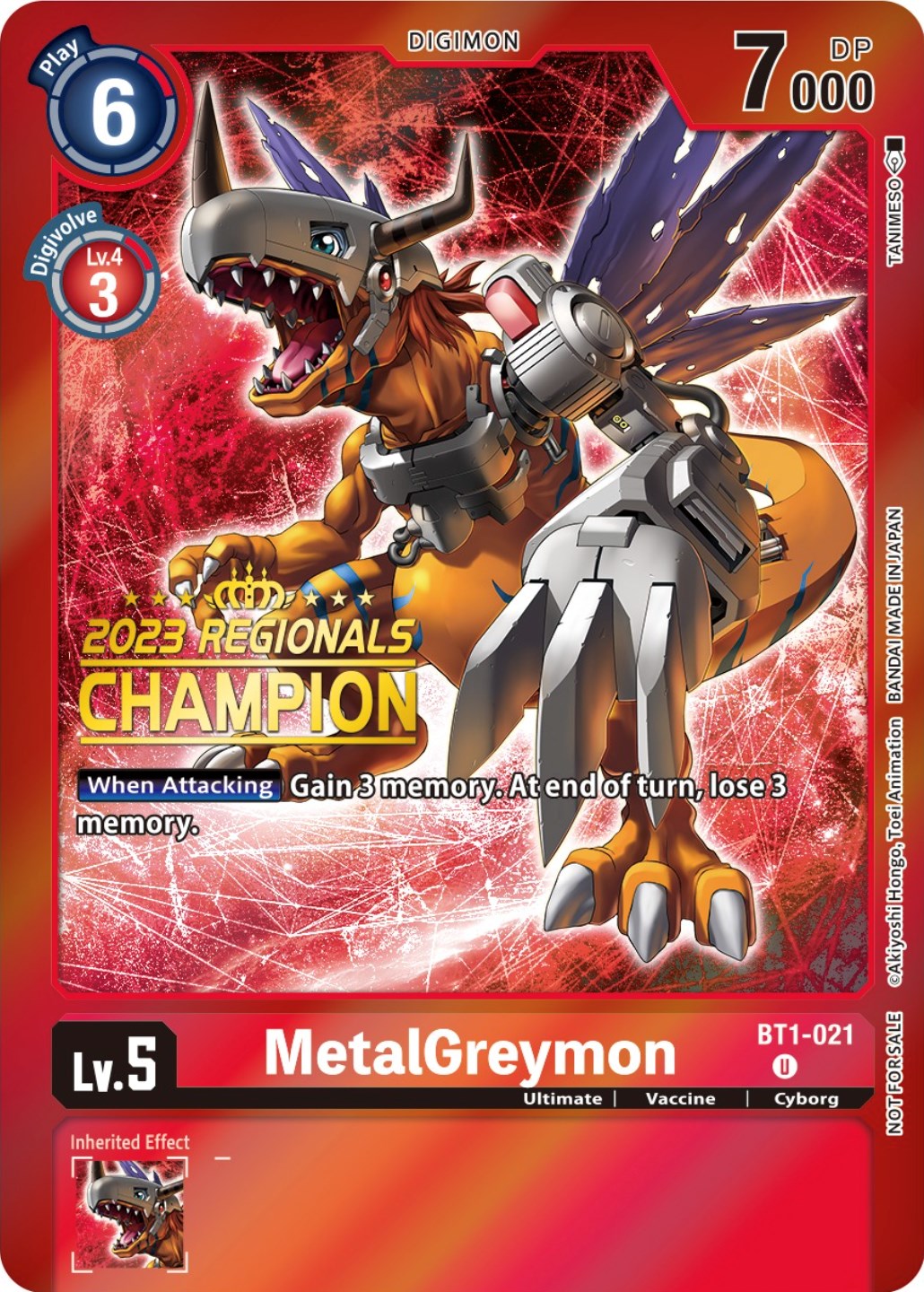 MetalGreymon [BT1-021] (2023 Regionals Champion) [Release Special Booster Promos] | Cracking-Singles